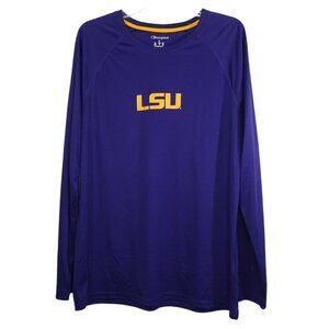 Champion LSU Tigers Long Sleeve Shirt Athletic Top Men Size L Purple Polyester